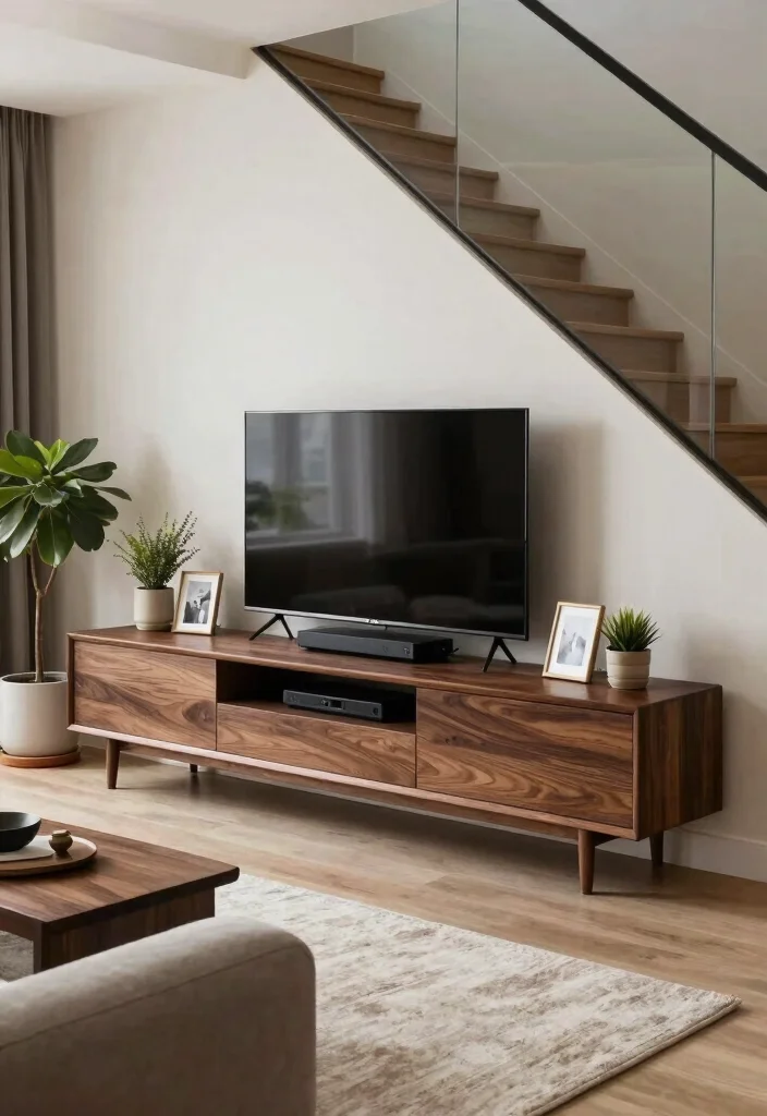 16 TV Unit Below Staircase Ideas That Maximize Space - 8. Stylish Media Console 1