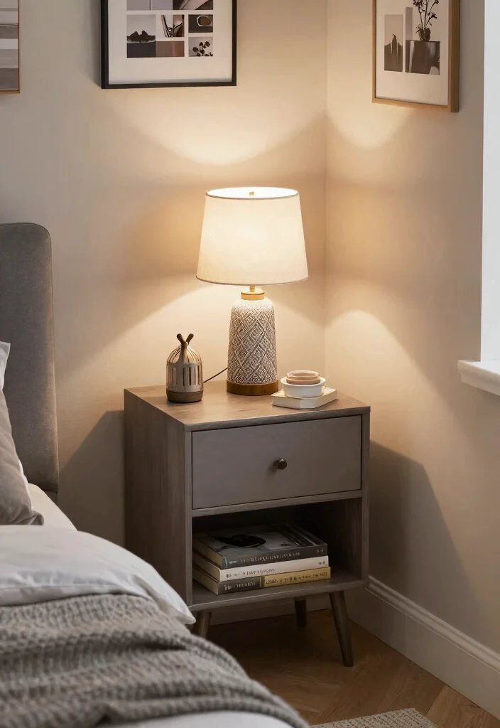 17 Narrow Nightstand Ideas That Fit Tiny Spaces - 12. Corner Nightstand 1