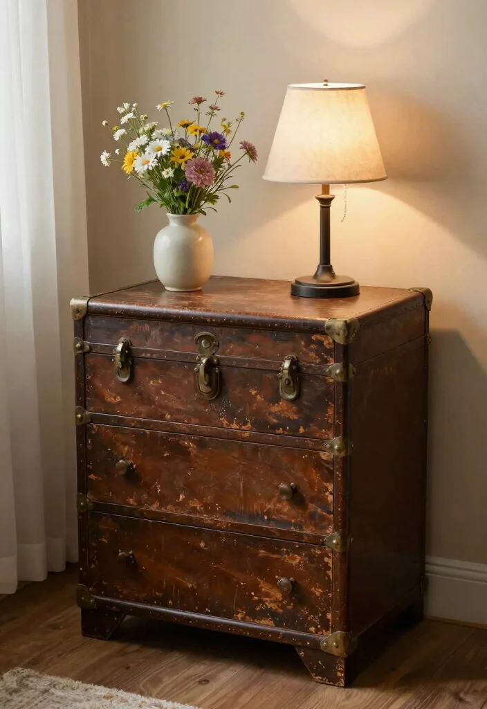 17 Refinished Nightstand Ideas With Stunning Makeovers - 12. Repurposed Vintage Finds 1