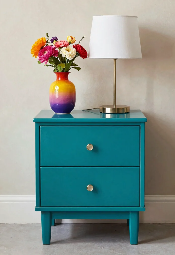 17 Refinished Nightstand Ideas With Stunning Makeovers - 2. Bold Color Splash 1