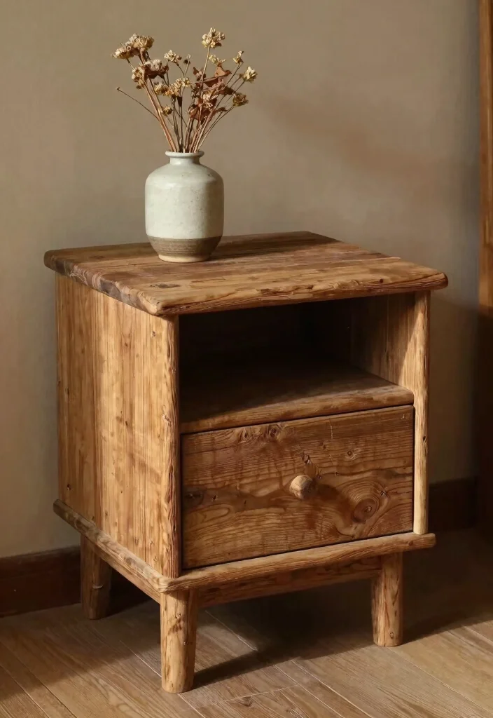 17 Refinished Nightstand Ideas With Stunning Makeovers - 3. Reclaimed Wood Charm 1