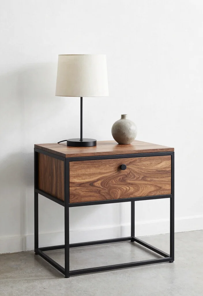 17 Refinished Nightstand Ideas With Stunning Makeovers - 8. Industrial Chic Look 1
