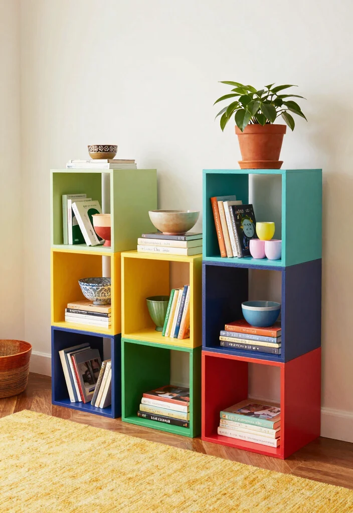 18 Bookshelf Design Wall Small Spaces Ideas That Save Room - 11. Stackable Shelf Units 1