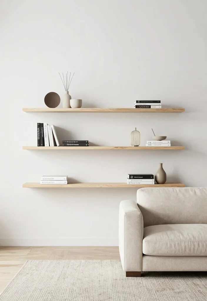 18 Bookshelf Design Wall Small Spaces Ideas That Save Room - 5. Minimalist Floating Shelves 1