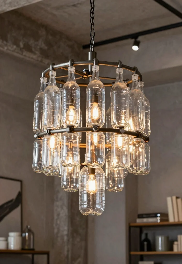 18 Plastic Bottle Chandelier Ideas With Creative DIY Glow - 10. Industrial Chic 1