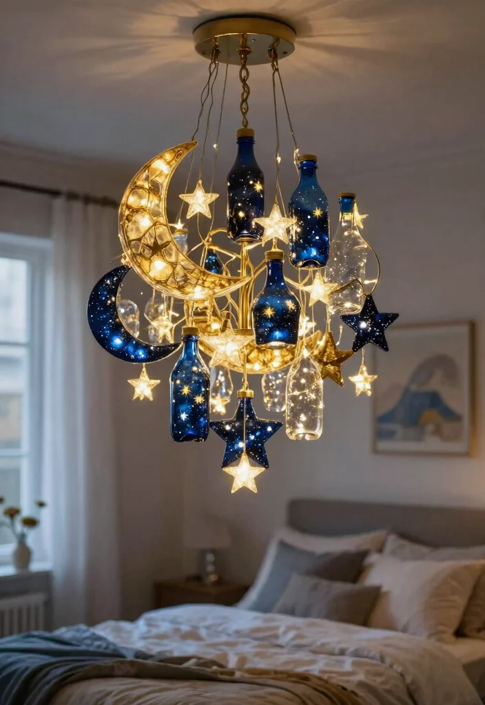 18 Plastic Bottle Chandelier Ideas With Creative DIY Glow - 11. Celestial Glow 1