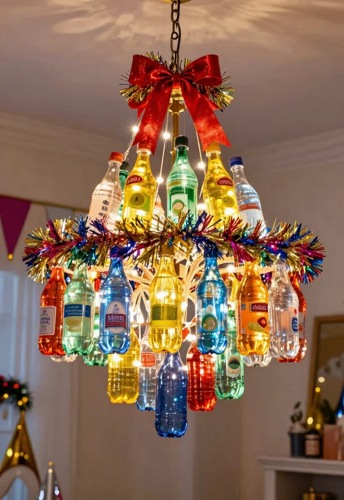 18 Plastic Bottle Chandelier Ideas With Creative DIY Glow - 16. Festive Celebrations 1