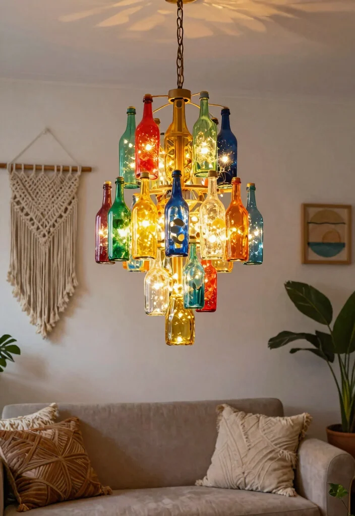 18 Plastic Bottle Chandelier Ideas With Creative DIY Glow - 2. Bohemian Dreamscape 1