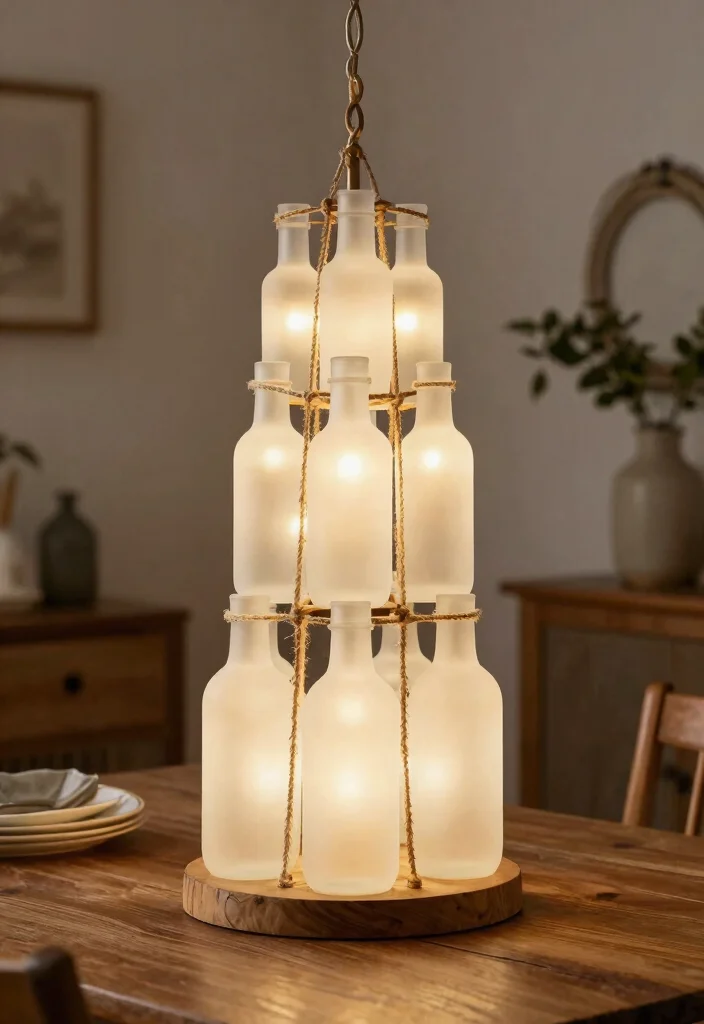 18 Plastic Bottle Chandelier Ideas With Creative DIY Glow - 4. Rustic Farmhouse Charm 1