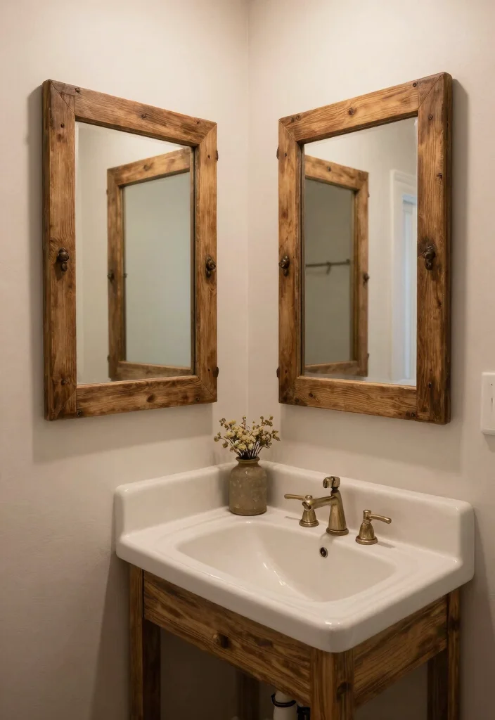18 Two Mirrors One Sink in Bathroom Ideas With Stylish Balance - 13. Cozy Farmhouse Vibes 1