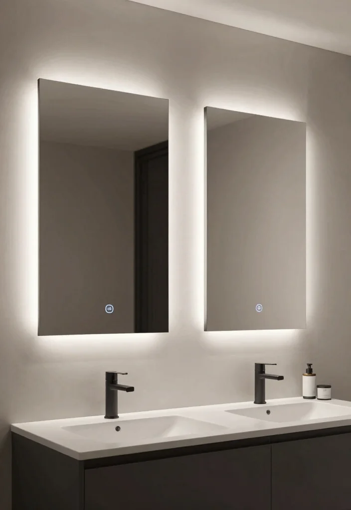 18 Two Mirrors One Sink in Bathroom Ideas With Stylish Balance - 16. Smart Technology Integration 1