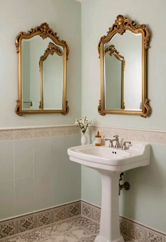 18 Two Mirrors One Sink in Bathroom Ideas With Stylish Balance - 2. Vintage Charm 1