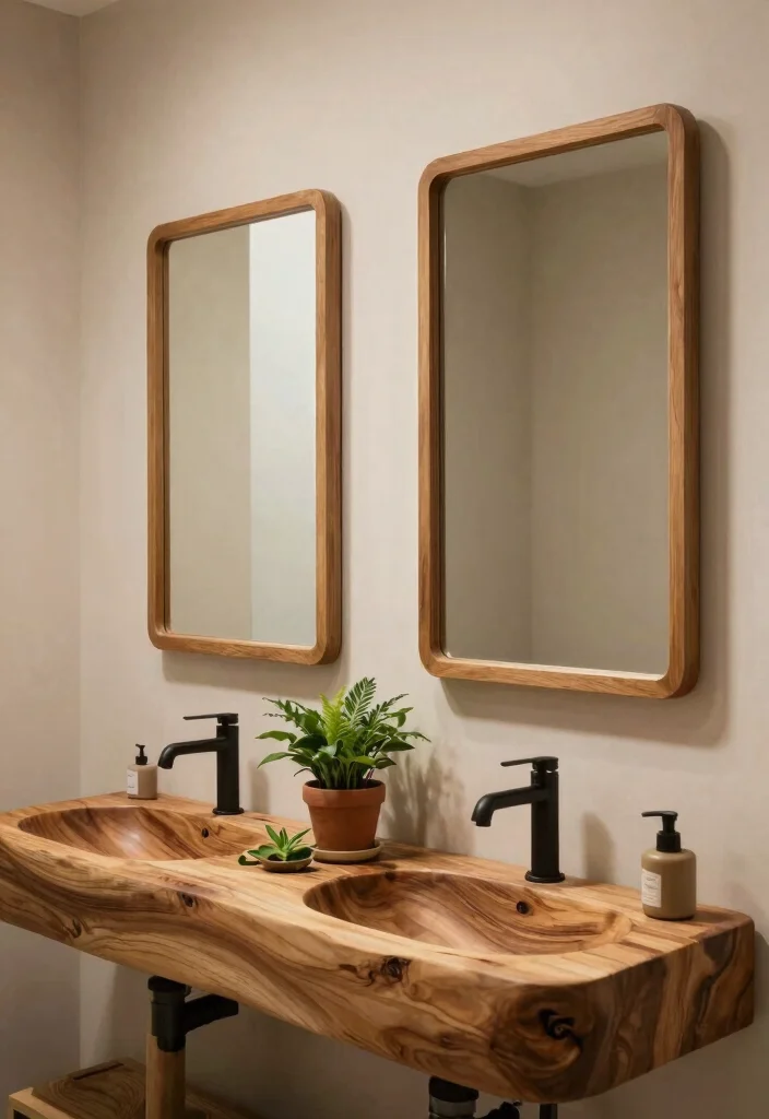 18 Two Mirrors One Sink in Bathroom Ideas With Stylish Balance - 6. Nature-Inspired Retreat 1